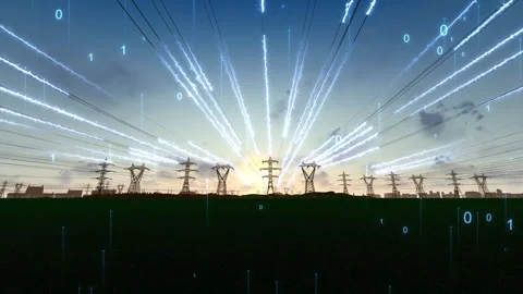 Smart technology power grid UHV big data current 動画素材 341071122