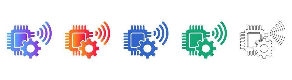 Smart Technology Processor Icons Stock Illustration