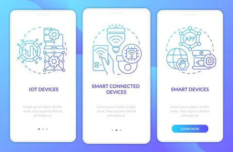 Smart technology products blue gradient onboarding mobile app screen 스톡 일러스트