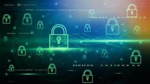 Smart technology security system of padlock lockup icon illustration backgr.. Stock Illustration