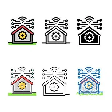 Smart technology variety green building color icon vector Ilustración de archivo