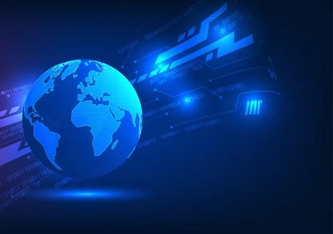 Smart technology world The world with circuits and number codes on the back.. Illustrazione stock