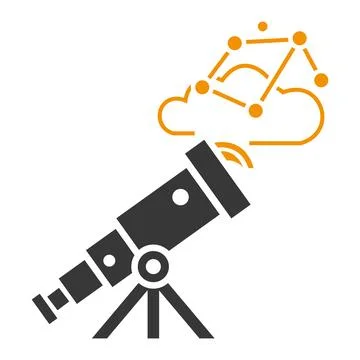 Smart Telescope Cloud Logo Design for Astronomy, Research, Data and Innovation B Stock Illustration