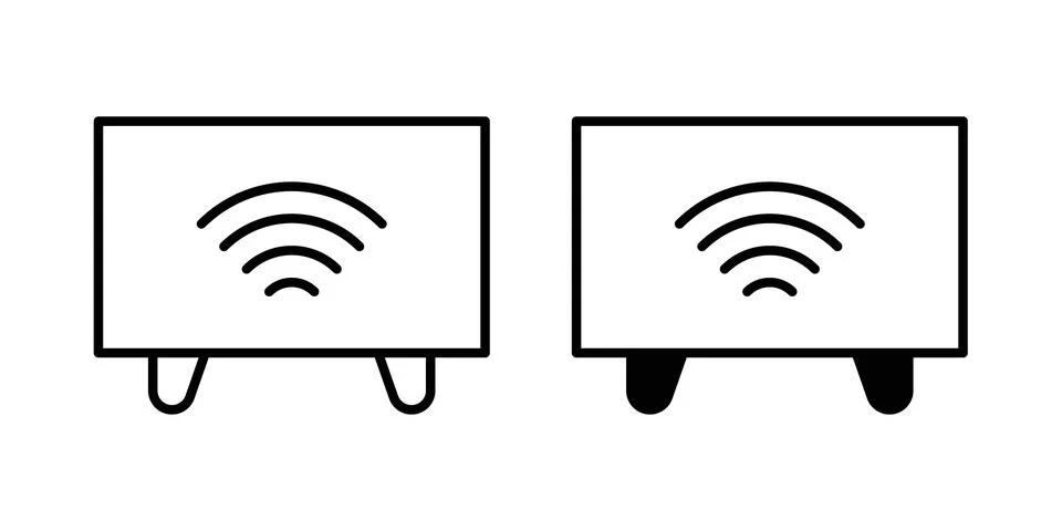 Smart Television icon solid, line, and editable vector set. 스톡 일러스트