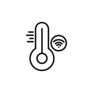 Smart temperature icon outline collection in black Stock Illustration