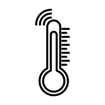 Smart temperature linear logo mark in black and white Stock Illustration