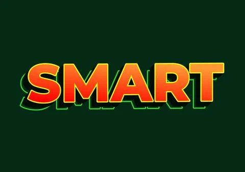 Smart. Text effect in 3D look. red yellow color. Dark green background Stock Illustration