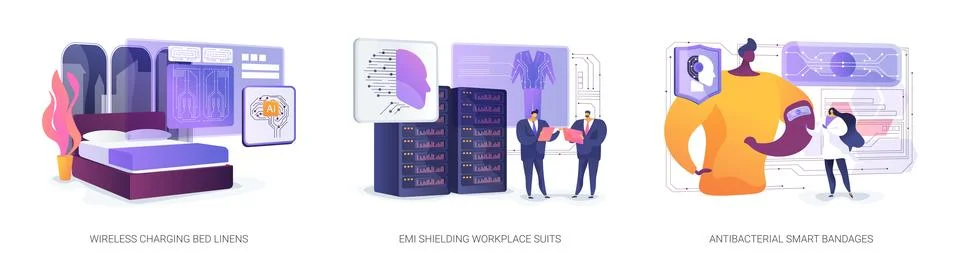 Smart Textiles Performance abstract concept vector illustrations. Illustrazione stock