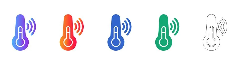 Smart Thermometer Gradient Icons Set イラスト素材