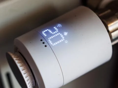 Smart Thermostat Control Panel with Digital Display 写真素材