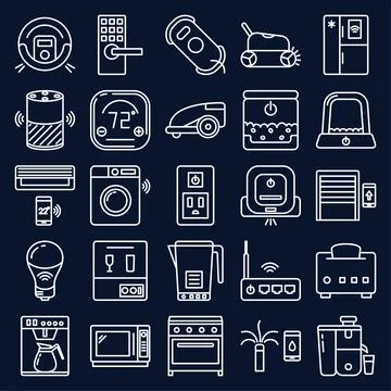 Smart things icon set in line style Illustrazione stock
