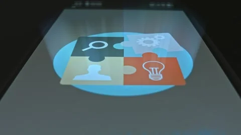 Smart thinking and problem solving, graphic presentation on smartphone Stock Footage 303631348