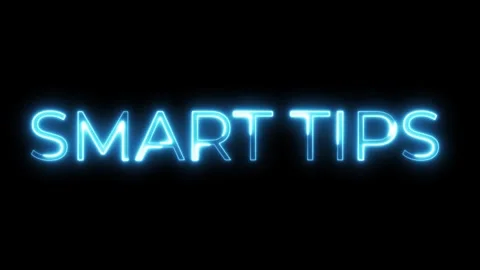 Smart Tips Blue  Neon Text Animation | Advice and Learning Message Stock Footage 320391481
