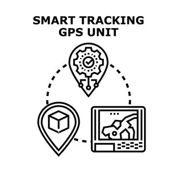 Smart tracking gps unit navigating global location data Ilustração Stock