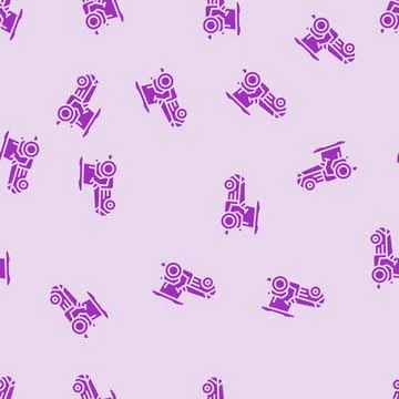 Smart tractor agri tech glyph seamless pattern Illustrazione stock