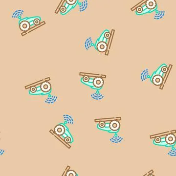 Smart tractor agri tech vector seamless pattern 库存插图