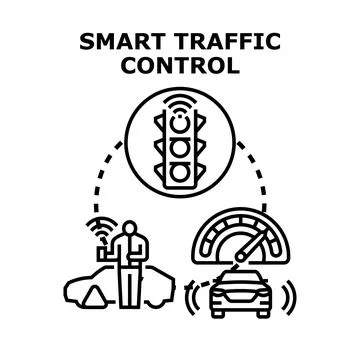 Smart traffic control system managing urban city traffic Stock Illustration