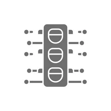 Smart traffic light grey icon. Isolated on white background Ilustración de archivo