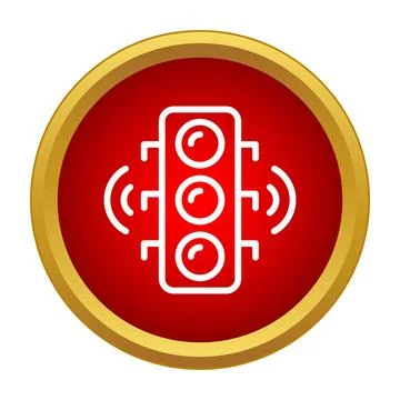 Smart traffic light icon controlling urban street flow Stock Illustration