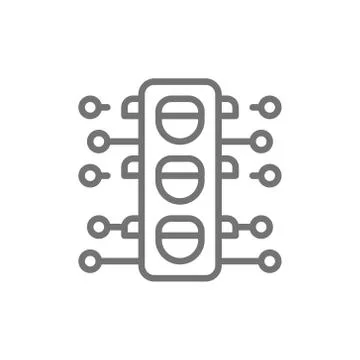 Smart traffic light line icon. Stock Illustration