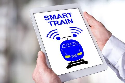 Smart train concept on a tablet 스톡 사진