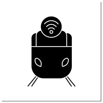Smart train glyph icon Stock Illustration