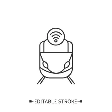 Smart train line icon. Editable illustration Illustrazione stock
