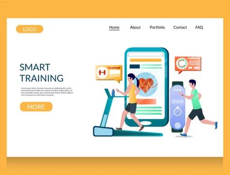 Smart training vector website landing page design template Stock Illustration