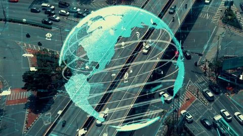 Smart transport technology alteration concept for future road traffic control Illustrazione stock