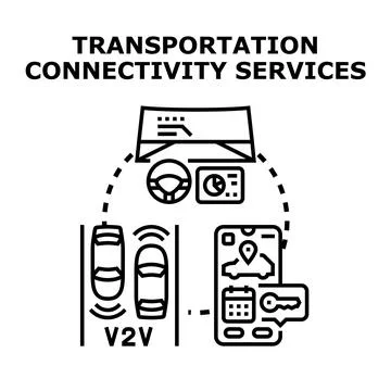 Smart transportation connectivity services concept illustration Stock Illustration