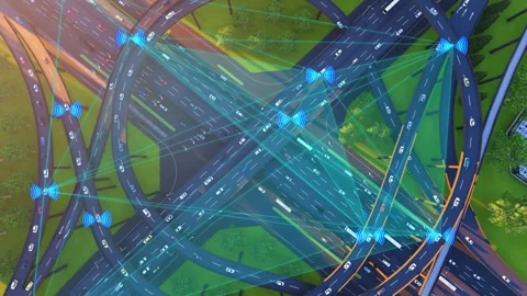 Smart transportation network in a technologically advanced city Stock Footage 322883022