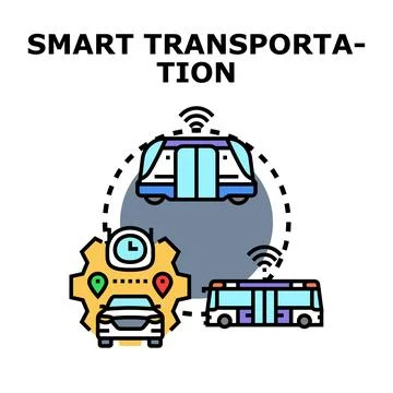 Smart transportation system creating future urban mobility Stock Illustration