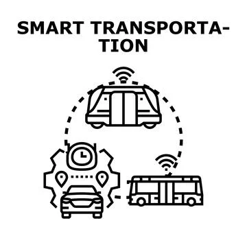Smart transportation system creating future urban mobility Stock Illustration