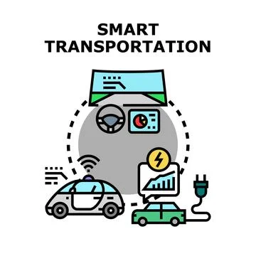 Smart transportation technology shaping future urban mobility solutions Ilustración de archivo