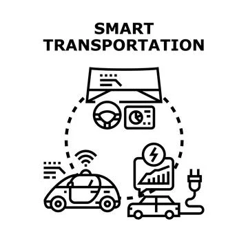 Smart transportation technology shaping future urban mobility solutions Stock Illustration