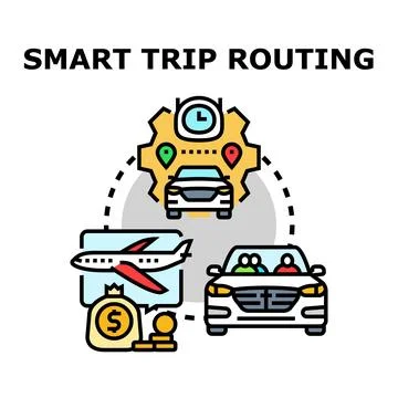 Smart trip routing optimizing travel logistics planning Stock Illustration