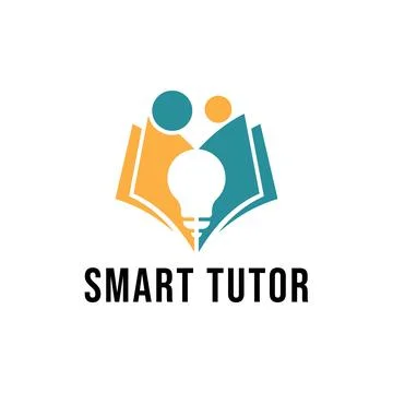 Smart Tutor Light Bulb Lamp Book Study Education School Negative Space Logo.. Stock Illustration