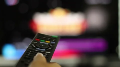 Smart tv and hand pressing remote control, close up HD Stock Footage 40501249