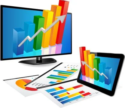 Smart Tv and Tablet with 3d graph Stock Illustration
