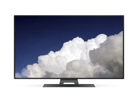 Smart tv with cloud wallpaper on screen Stock Photos