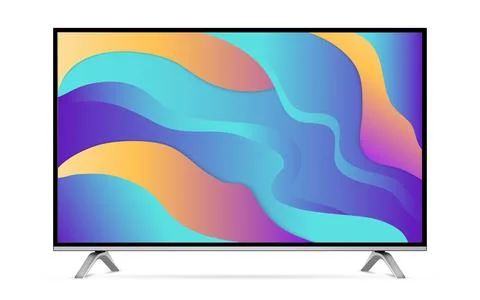 Smart tv with color gradient wallpaper screen isolated on white background Stock Illustration