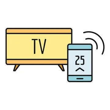Smart tv control using smartphone application connecting wirelessly Stock Illustration