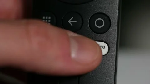 Smart Tv controller with Netflix and Prime video buttons. User is chosing Pri Video stock 172467031