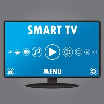Smart TV with different icons, flat design Stock Illustration