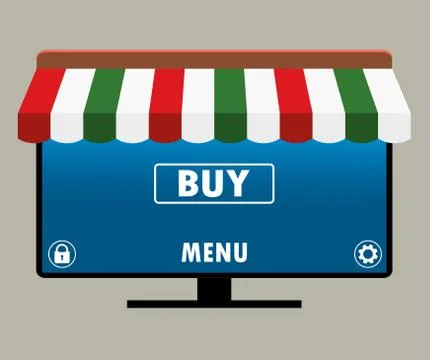 Smart TV with different icons, flat design Stock Illustration