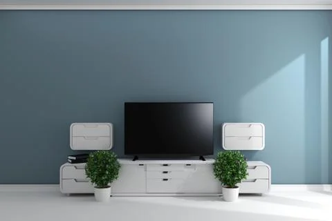 Smart TV in empty style room design .3D rednering Stock Illustration