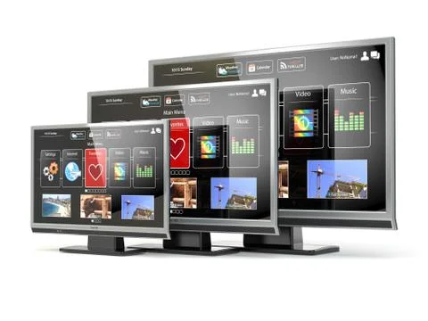 Smart tv flat screen lcd or plasma with web interface.digital broadcasting te Stock-Illustration