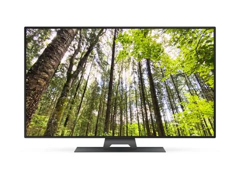 Smart tv with forest wallpaper Stock Photos