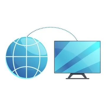Smart tv global remote access icon, cartoon style Stock Illustration