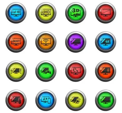 Smart tv icon set Stock Illustration